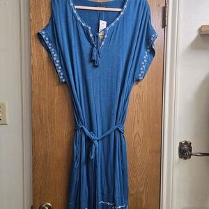 Lane Bryant Teal Embroidered Dress 14/16